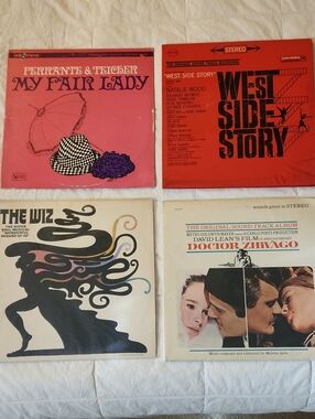 Broadway 4 Vintage Musical Soundtrack Vinyl Lot —Red, Cream, White Covers Set 2